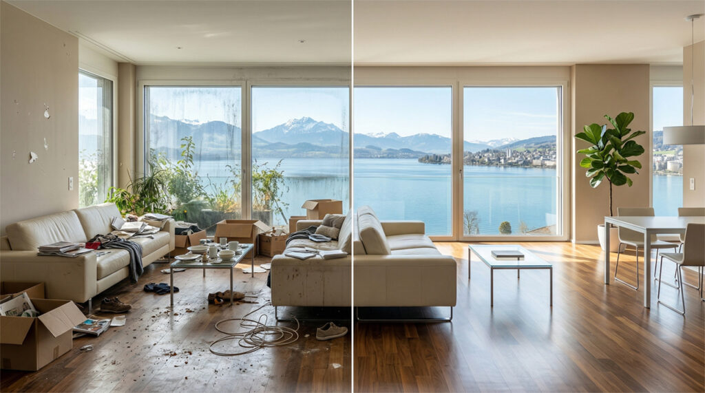 Wohnungsräumung Zug Luxus vor/nach 1A Entsorgung 24